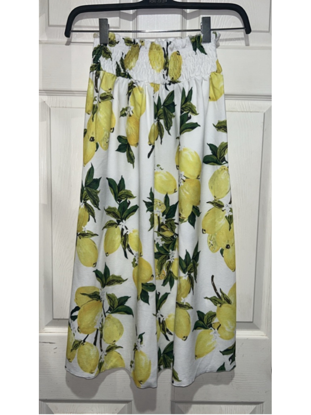 Women's Lemon Print Smocked Skirt Set S White Yellow - Picture 4 of 4